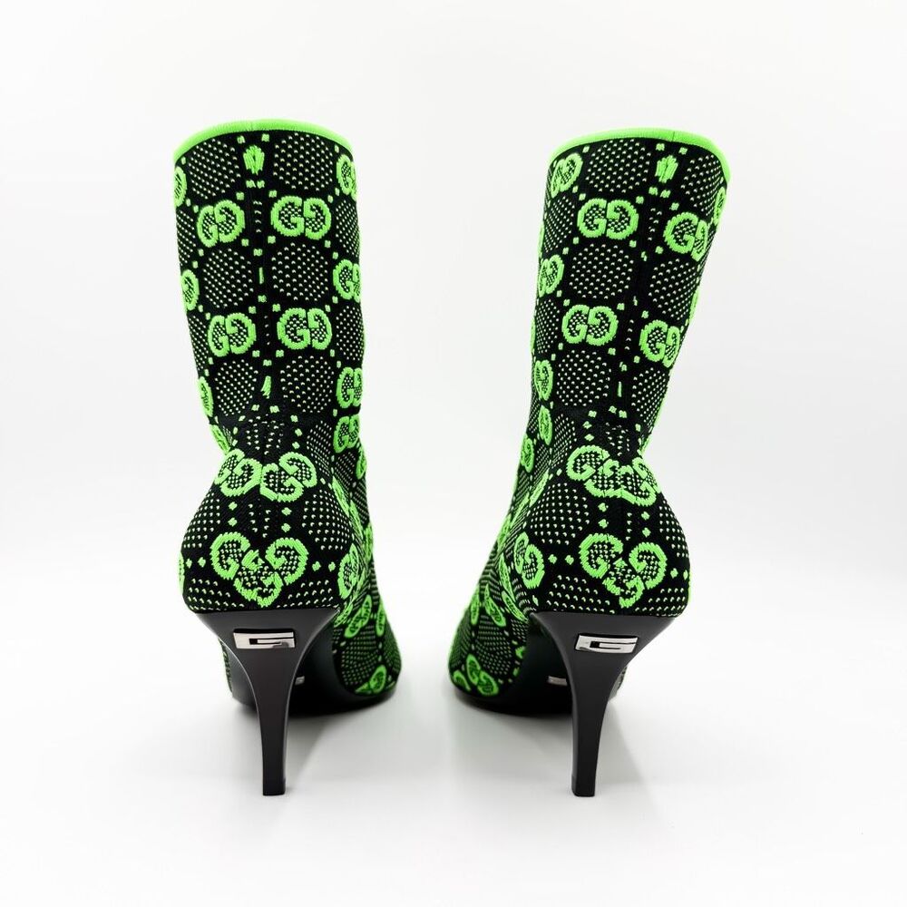 Gucci GG Sock Boot Green Black Heels Bootie Eu 39 US 9 - Picture 4 of 10